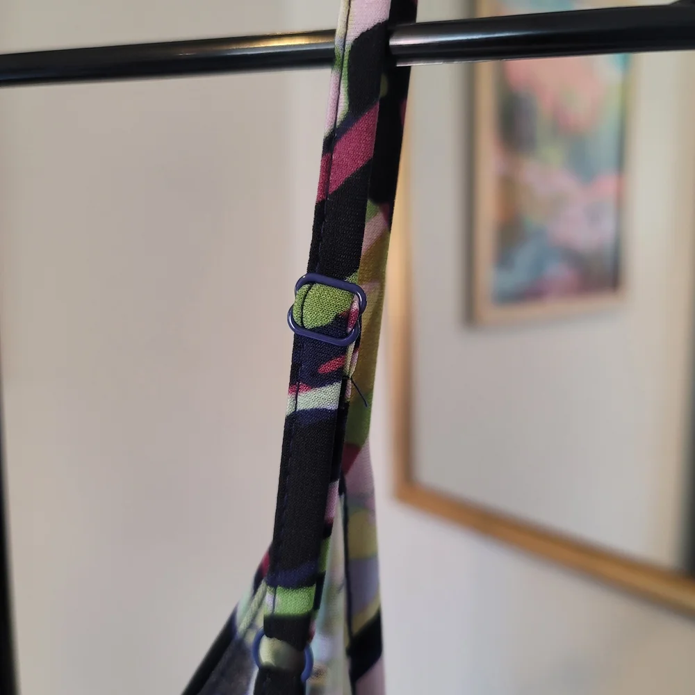 JENNIFER LOPEZ Abstract Print Dress Adjustable Strap (Green, Pink, White) Size M - Picture 5 of 8